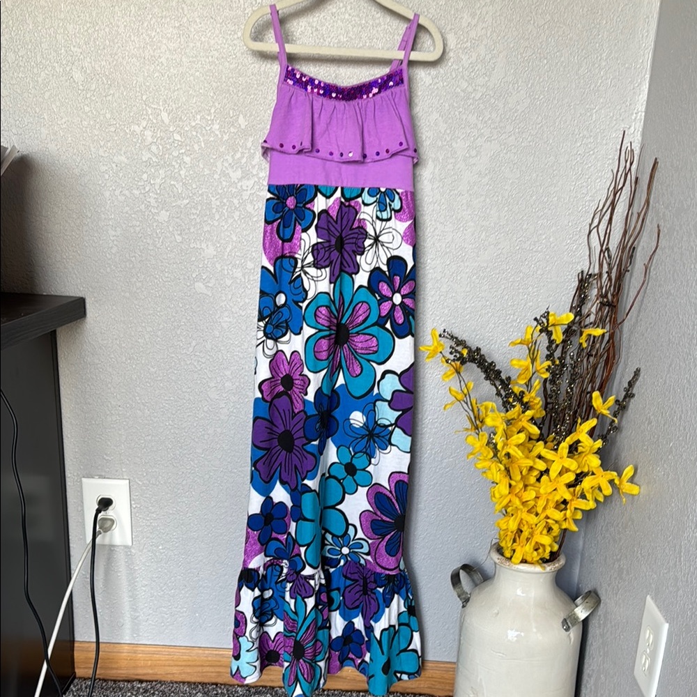 Justice Purple Floral Kids Maxi Dress